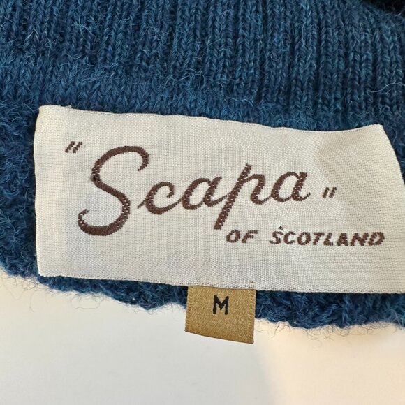 Scapa Of Scotland 100% Baby Alpaca Blue Sweater Women's Sz M Turtle Neck Peru - Picture 11 of 13